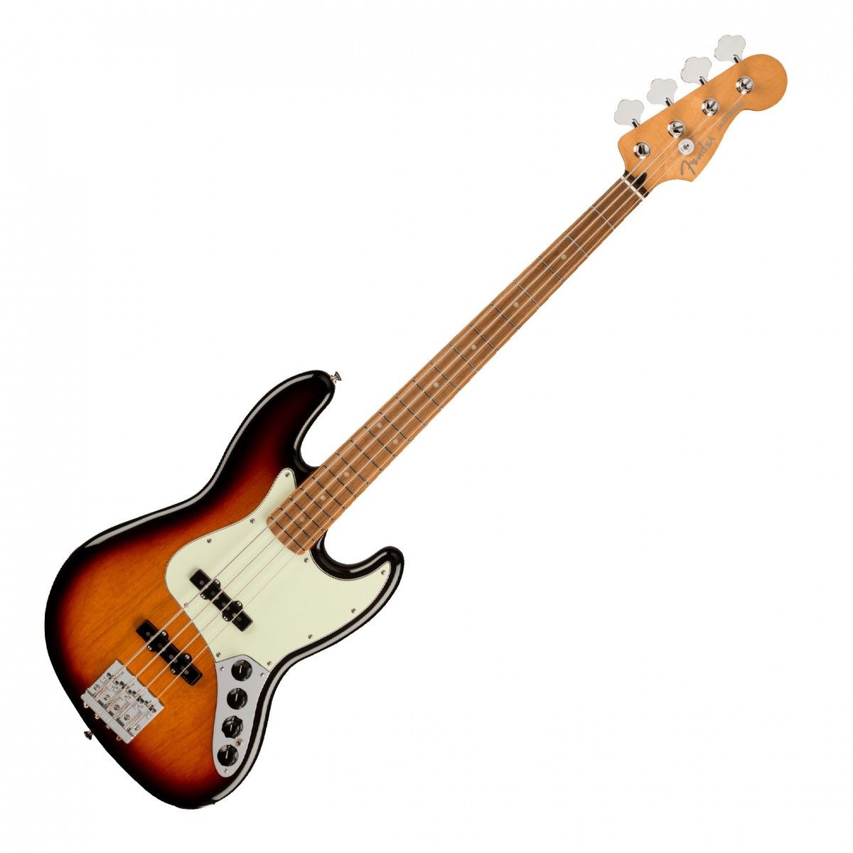 En bild på Fender Player Plus Aktiv Jazz Bass PF 3-Tone Sunburst | Fender Player Plus aktiv Jazz Bass är en djärv ny satsning designad med spelaren i åtanke. Den här sömlösa basen har en mängd avancerade funktioner med flaggskepp Player Plus Noiseless Jazz Bass pickuper som ger skarpa artikulerade kraftfulla baslinjer. Eftersom de är aktiva eliminerar de allt oönskat ljud som ofta kan plåga enstaka spolar och lämnar dig med en hisnande ren klar ton. Och en tre-bands EQ låter dig forma bas- mellanregister- och diskantfrekvenser med exakt precision. Det finns ingen hinder för någon spelare som använder det här fantastiska instrumentet.   Låt ingenting hålla dig tillbaka. Med en modern C lönnhals i dina händer känner du fingrarna glida elegant mellan banden. Det är klar med Sidenmatt uretan vilket ger extra mjukhet medan en pau ferrogreppbrädan erbjuder vackra upprätthålla och värme för att hjälpa dina basgångar låter massiv. Deluxe väska ger dig möjlighet att transportera din bas säkert och säkert. Upplev mästerligt Fender hantverk och en vackert modern ton.