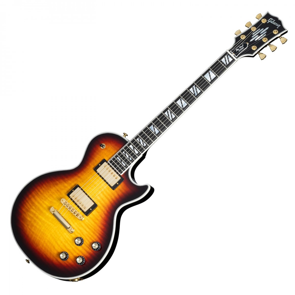 En bild på Gibson Les Paul Supreme Fireburst | Gibson Les Paul Supreme är en fantastisk gitarr som är toppen av Gibson Modern series av Les Pauls. Gitarren är tillverkad med en vacker AAA-figurerad lönntopp på en mahognykropp och ser inte bara imponerande ut utan erbjuder också exceptionell spelbarhet. Tack vare den ultramoderna viktavlastningen är den lätt och bekväm att hålla i under längre perioder.  Mahognyhalsen har en greppbräda på Ebenholts med compound radius och Super Split Block pärlemorinlägg som gör det smidigt och enkelt att navigera över banden. Med Modern Contoured Heel är det enkelt att komma åt de övre banden vilket ger maximal mångsidighet i ditt spelande. Huvudstocken har en slående pärlemorinläggning inspirerad av en design från 1940-talet som ger en touch av vintage elegans.  Les Paul Supreme är utrustad med Burstbucker Pro- och Burstbucker Pro+-mickar samt volym- och tonpotentiometrar med push/pull-funktion och erbjuder ett brett spektrum av tonmöjligheter. Omkopplingsalternativen coil tap phase och Pure Bypass ger flexibilitet och gör att du kan få fram en mängd olika ljud som passar alla musikstilar. Gitarren är utrustad med gold hårdvara och utstrålar klass och elegans. Som grädde på moset levereras Gibson Les Paul Supreme med ett hardshell case för säker transport och förvaring.