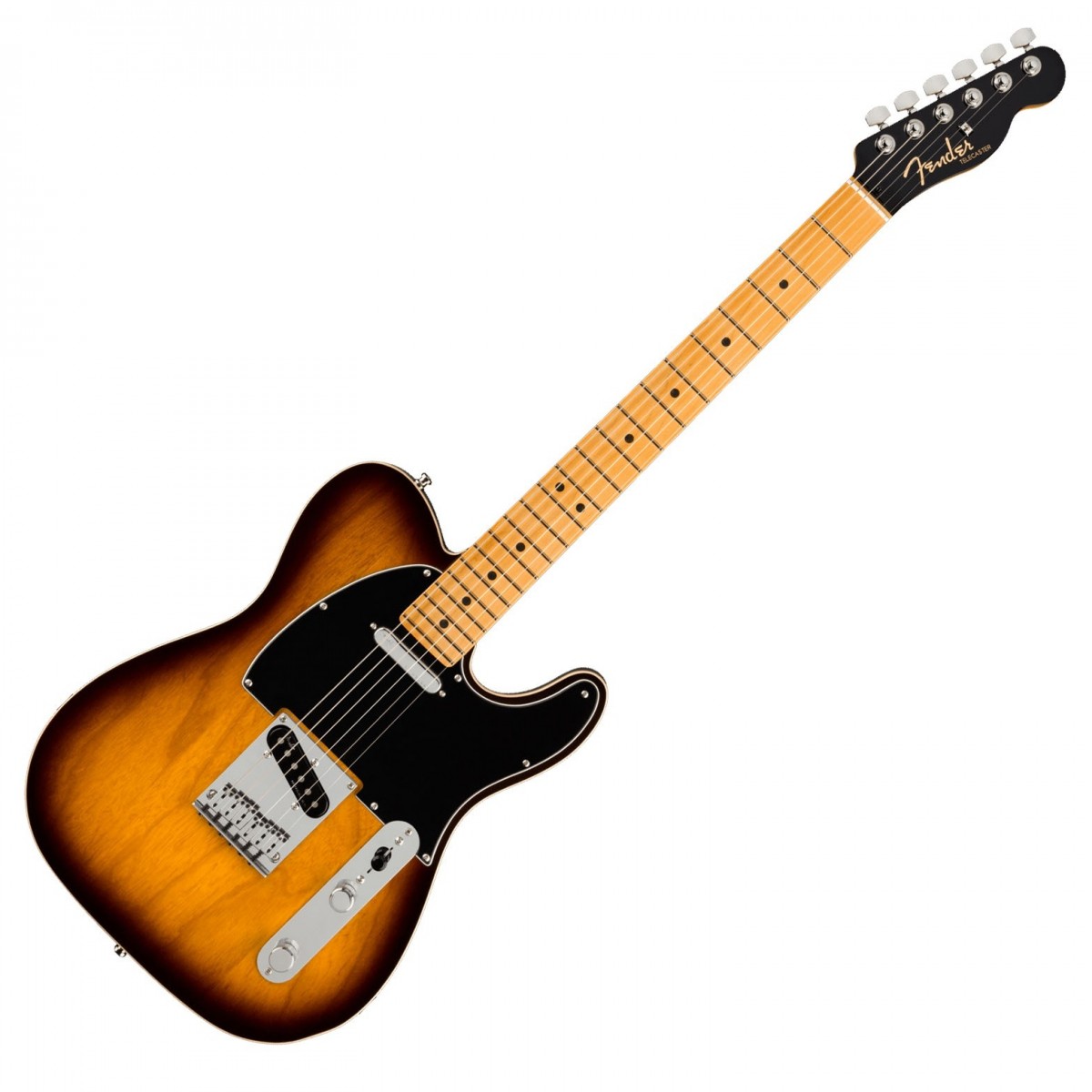 En bild på Fender American Ultra Luxe Telecaster MN 2-Tone Sunburst | Fender mest avancerade serie. Ta ditt gitarrspel till en helt ny nivå med Fender American Ultra Luxe Telecaster MN.modellen. Fender Ultra Luxe Telen är designad för kräsna gitarrister som vill ha en förstklassig ton och utsökt Fender-prestanda. En karriär bland alla kända gitarrvirtuoser väntar på dig . Modellens professionella förstklassiga funktioner garanterar att du får det allra bästa ur gitarren och med ett sannerligen makalöst Fender-ljud utan like ...   Omedelbart igenkännlig Tele-klang. Med en ton som sjuder ut klass precision och otrolig dynamik står denna modell stolt bland en av Fender finaste skapelser - med ett exceptionellt fint ljud. Ultra Noiseless Vintage Tele Single-coil pickuperna på denna Tele ger ett skimrande ljud som sjuder ut kraft fylliga övertoner och fantastisk skärpa. Naturligtvis erbjuder denna American Ultra Luxe också drömlik spelbarhet vilket garanterar bevämt och snabbt spelande med överlägsen kontroll över din teknik. Allt med obegränsad tillgång till de övre banden; "Luxe by Name luxe by Nature" - toppen av gitarrprestanda är rakt framför dig.