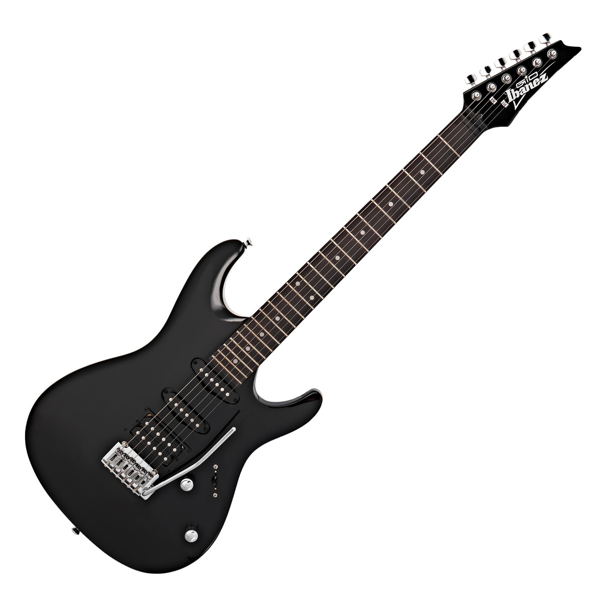 En bild på Ibanez GSA60 GIO Black Night | Ibanez GSA60 GIO 2018 Black Night är avsedd att vara den ultimata gitarren för blivande metal- och rockgitarrister erbjuder högkvalitativa komponenter för att leverera proffsiga toner och föreställningar utan att det kostar skjortan. Dess mahognykropp och lönnhals har utformats för att erbjuda en otroligt bekväm spelupplevelse med tillägg av en greppbräda i rosentä för att erbjuda klara varma toner med ett fantastiskt mellanregister. Uppsättningen Infinity pickuper levererar mångsidiga ljud som passar en mängd olika spelstilar medan HSS-konfigurationen ger kristallklara noter till häftiga dalar och förkrossande toppnoteringar. Ibanez GSA60 GIO 2018 gitarren är också utrustad med en SAT-10 tremolo för att skapa uttrycksfulla tonhöjdsskiftningar.