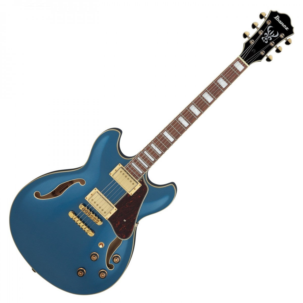 En bild på Ibanez AS73G Artcore Prussian Blue Metallic | Ibanez AS73G Semi Hollowbody är en gitarr av diamantkvalitet som är exklusivt tillverkad för jazz rock och blues. Den är laddad med Classic Elite humbuckers vid halsen och stallet vilket ger en utmärkt tyngd och en sensationellt jämn definition - hela den tonala briljansen du behöver för att fängsla din publik. Mångsidiga kontroller låter dig sedan skulptera din ton med en exceptionell precision. Detta är ett Ibanez mästerverk vad gäller både utseende och ljud.   Med en fantastisk halvihålig konstruktion är den här gitarrens lindkropp orsaken till dess utsökta ton. Förvänta dig en balanserad respons över hela frekvensområdet en kristallklar öppen klingande resonans och otroliga ljudeffekter. Dina noter kommer att segla vackert genom rummet. Du kommer att ha underbart slät valnötsträ under fingertopparna så att dina fingrar kan glida över banden medan ditt ljud gradvis blir varmare och mjukare ju mer du spelar.