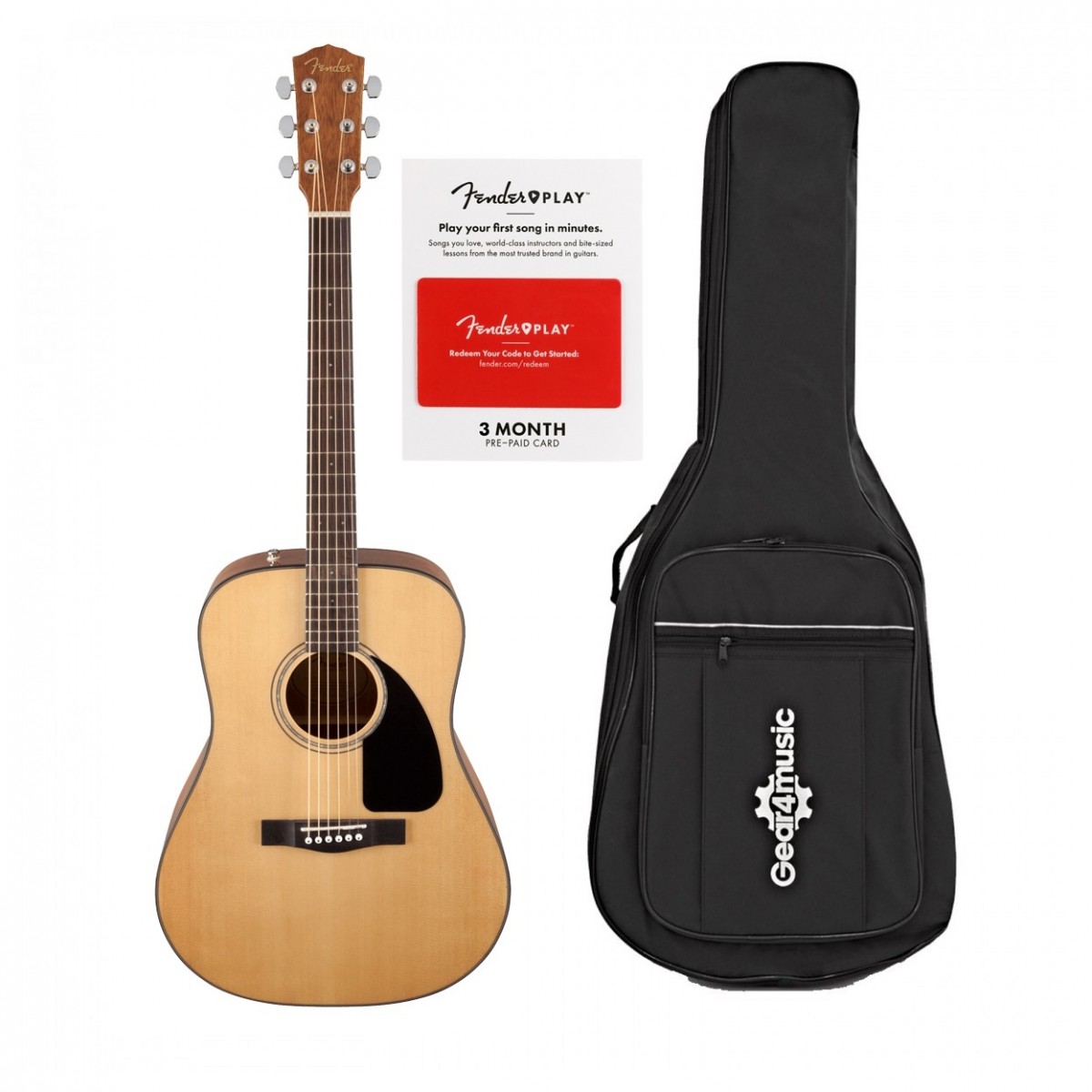 En bild på Fender CD-60 V3 Nat & Vadderad Akustisk Gitarr Väska från Gear4music | Fender CD-60 Dreadnought V3 & Vadderad Akustisk Väska är ett fantastiskt exempel på hur prisvärda gitarrer fortfarande kan utmärka sig i ljud och kvalitet. Med topptoner och massor av spelbarhet är den perfekt om du bara vill plocka upp en gitarr och jamma. Innehåller en mängd fantastiska funktioner och en kraftfull orörd ton den kommer garanterat att kittla de musikaliska benen i din kropp. När du spelar den för första gången kommer du att bli inspirerad att skriva några riktigt smakrika låtar. Och den kommer med en praktisk väska för säker och säker transport.