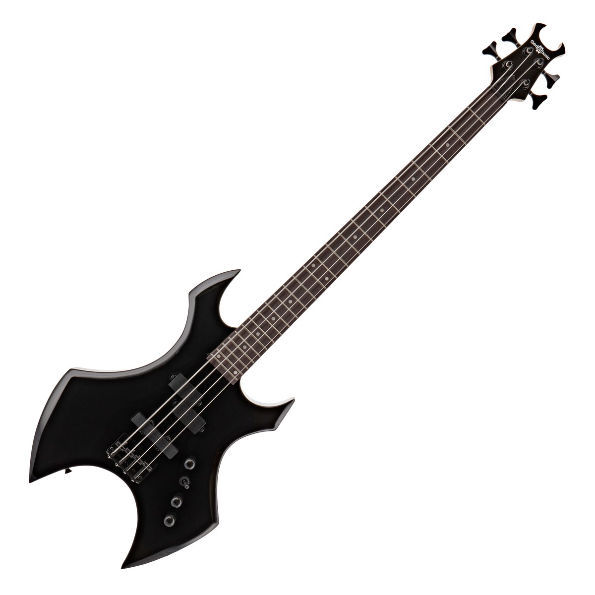 En bild på Harlem X Basgitarr från Gear4music Svart | Harlem X Basgitarren från Gear4music har en klassisk svart finish och en stilig design. Du kanske kunde tro att detta instrument kommer att vara bara för show men den har en extremt spelbar poppellaminat greppbräda och två humbucking basmickar som snabbt får dig att tänka igen.