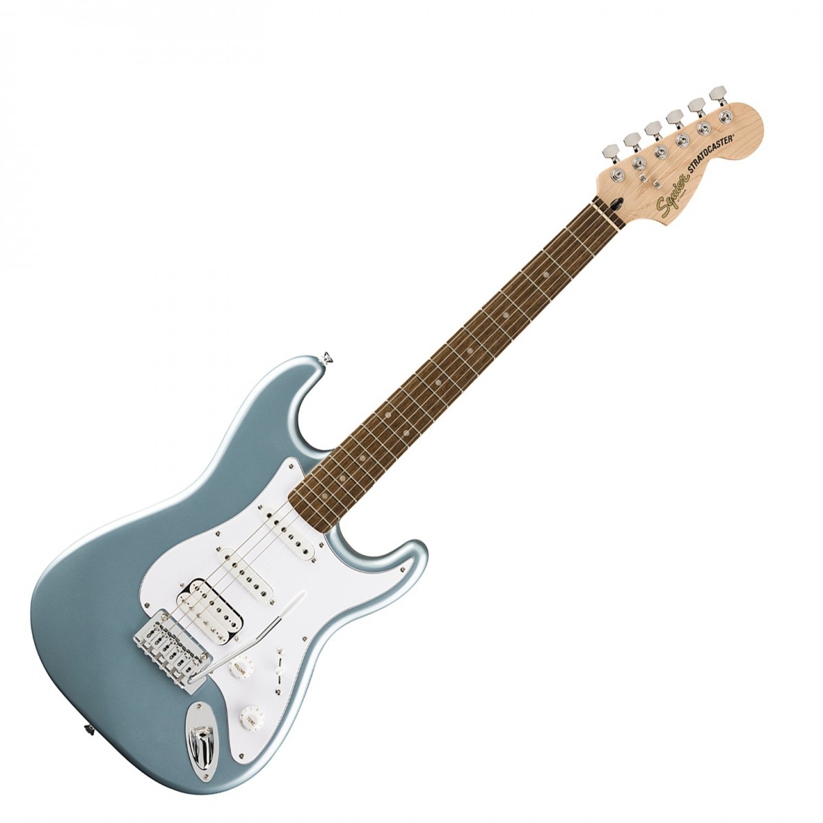 En bild på Squier Affinity Series Stratocaster Junior HSS Laurel Fingerboard Ice Blue Metallic | Serien Squier Affinity Series Stratocaster Junior HSS är en utmärkt instegsmodell i den ikoniska Fender -familjen perfekt för nyblivna gitarrister. Denna nedskalade Stratocaster har en lätt kropp och en kort skalalängd på 24 tum vilket gör den lätt att hantera för yngre spelare eller de med mindre händer. Den slimmade C-formade halsprofilen ger ett bekvämt spelande medan 2-punkts tremolostalln ger en överlägsen tremoloaktion. Gitarren är utrustad med en mångsidig HSS-pickupkonfiguration som ger ett brett utbud av toner som passar för olika musikgenrer. Förseglade stämskruvar i gjutgods med delade axlar ger jämn och exakt stämning och enkel omringning.
